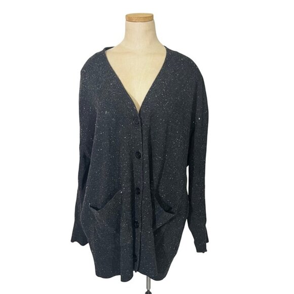 COS cardigan women's M gray oversized 100% wool button front long sleeve sweater - Picture 1 of 9